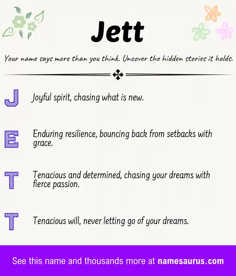Acrostic poem about Jett.