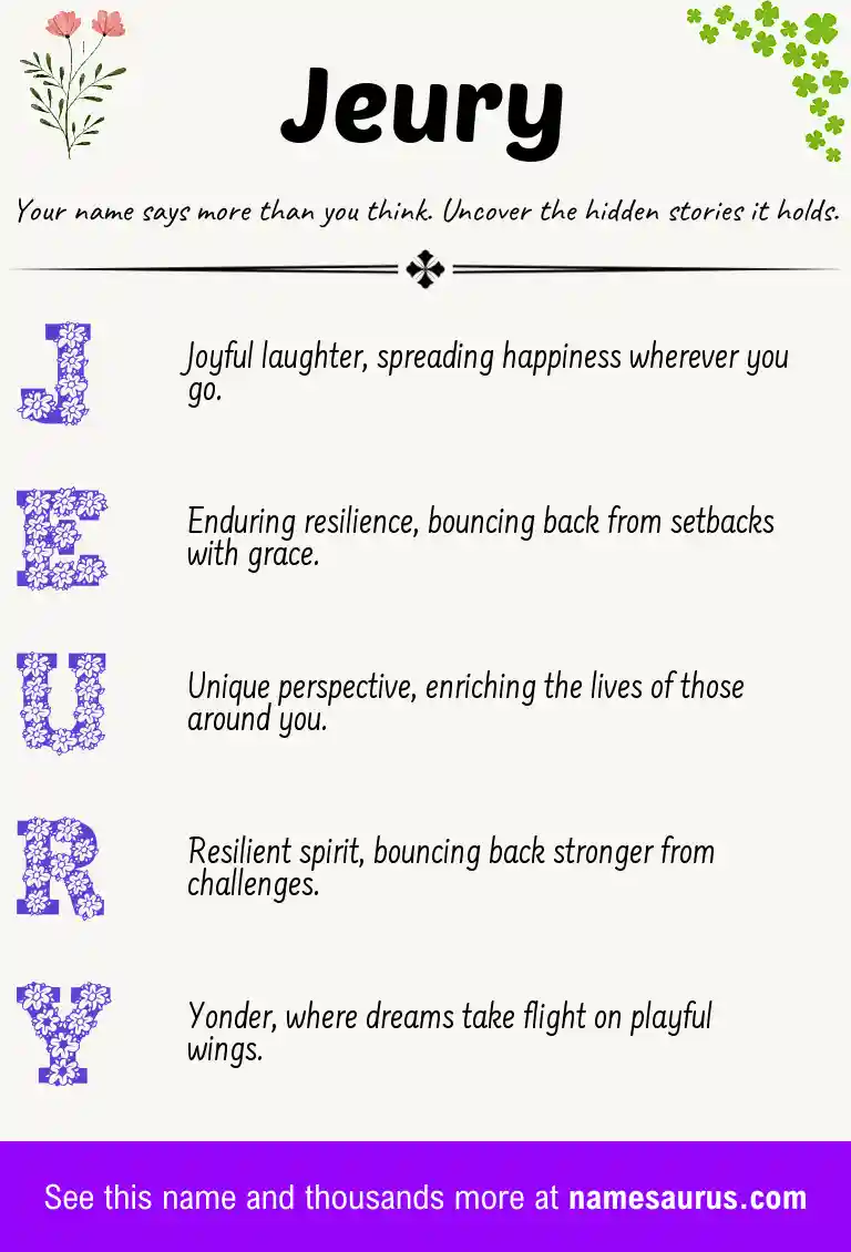 Acrostic poem about Jeury.