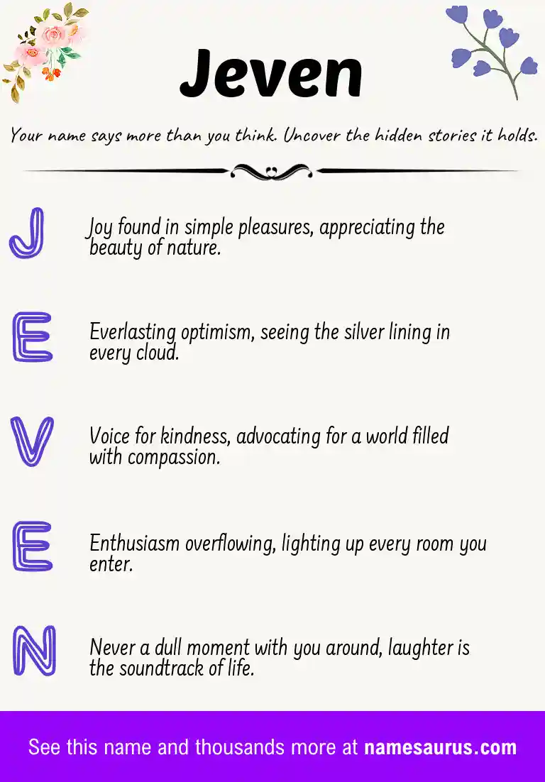 Acrostic poem about Jeven.
