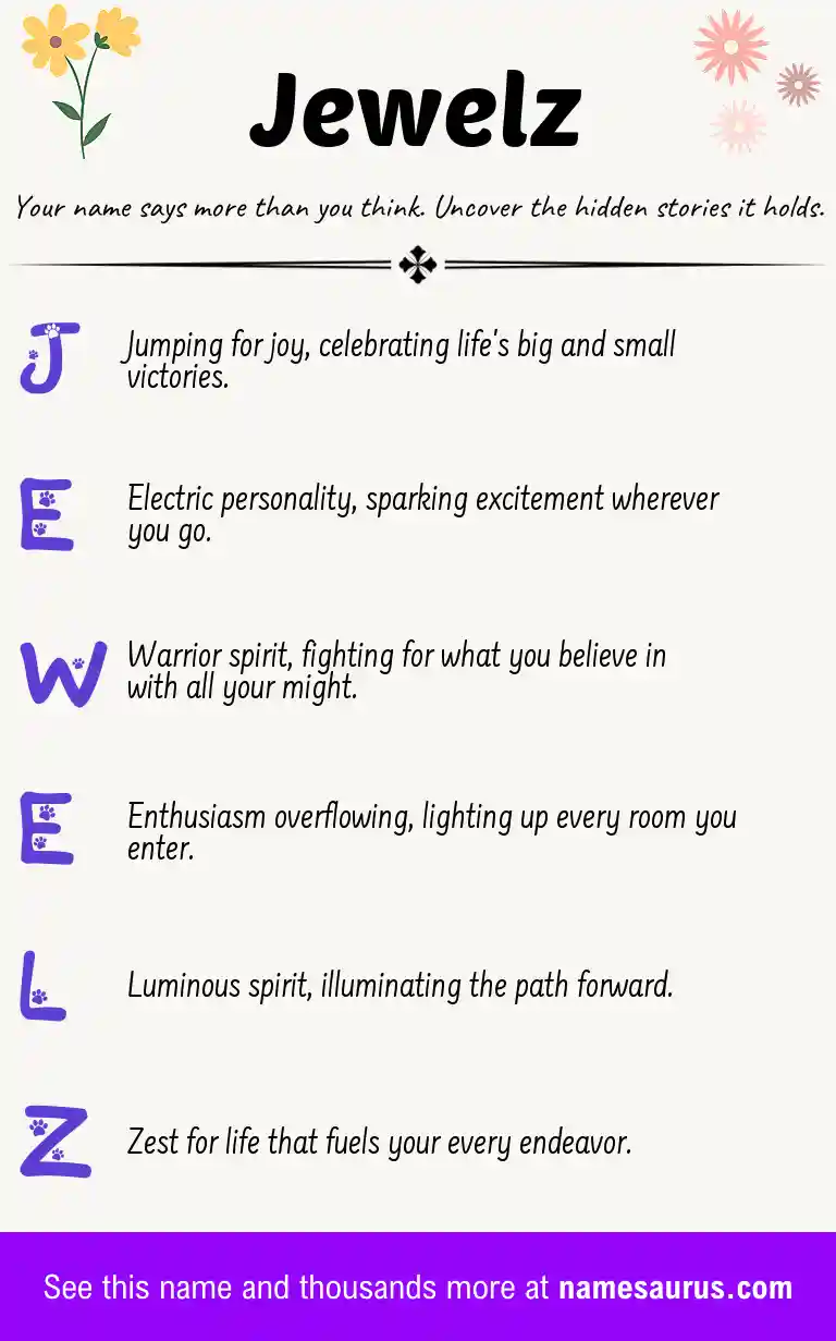 Acrostic poem about Jewelz.