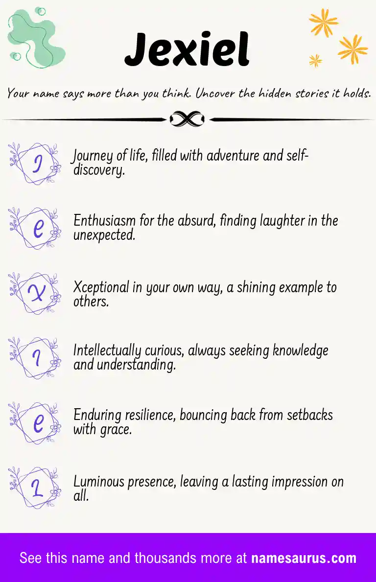 Acrostic poem about Jexiel.