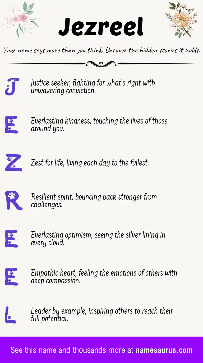 Acrostic poem about Jezreel.