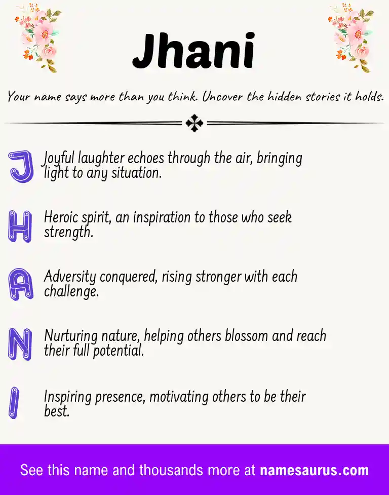 Acrostic poem about Jhani.
