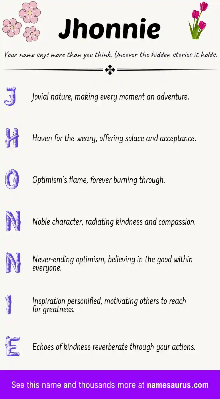 Acrostic poem about Jhonnie.