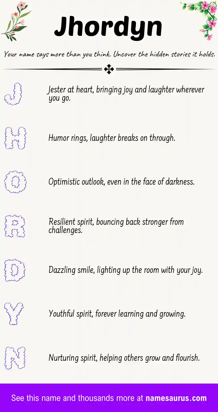 Acrostic poem about Jhordyn.