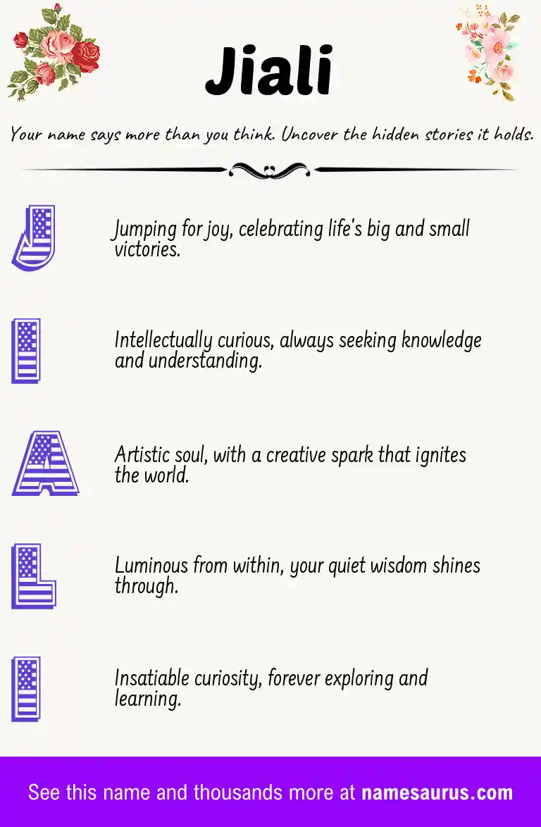 Acrostic poem about Jiali.