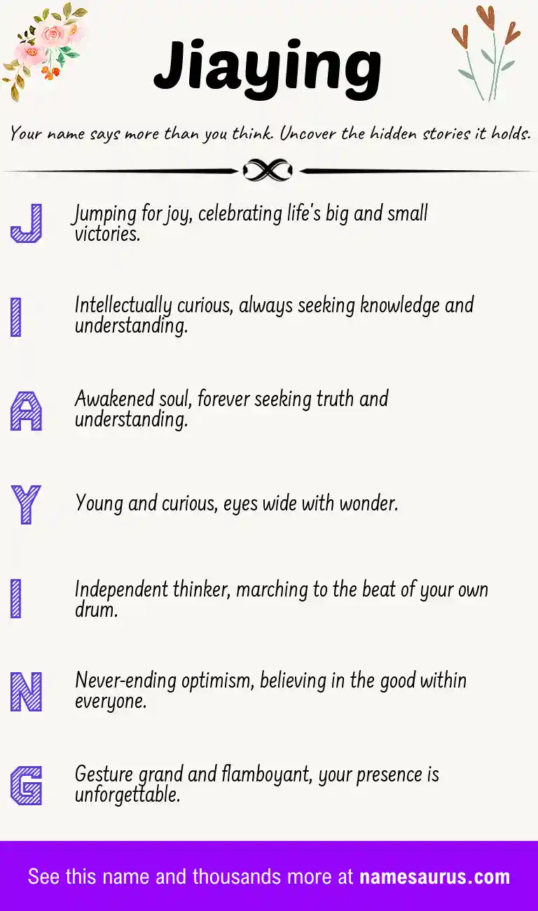 Acrostic poem about Jiaying.