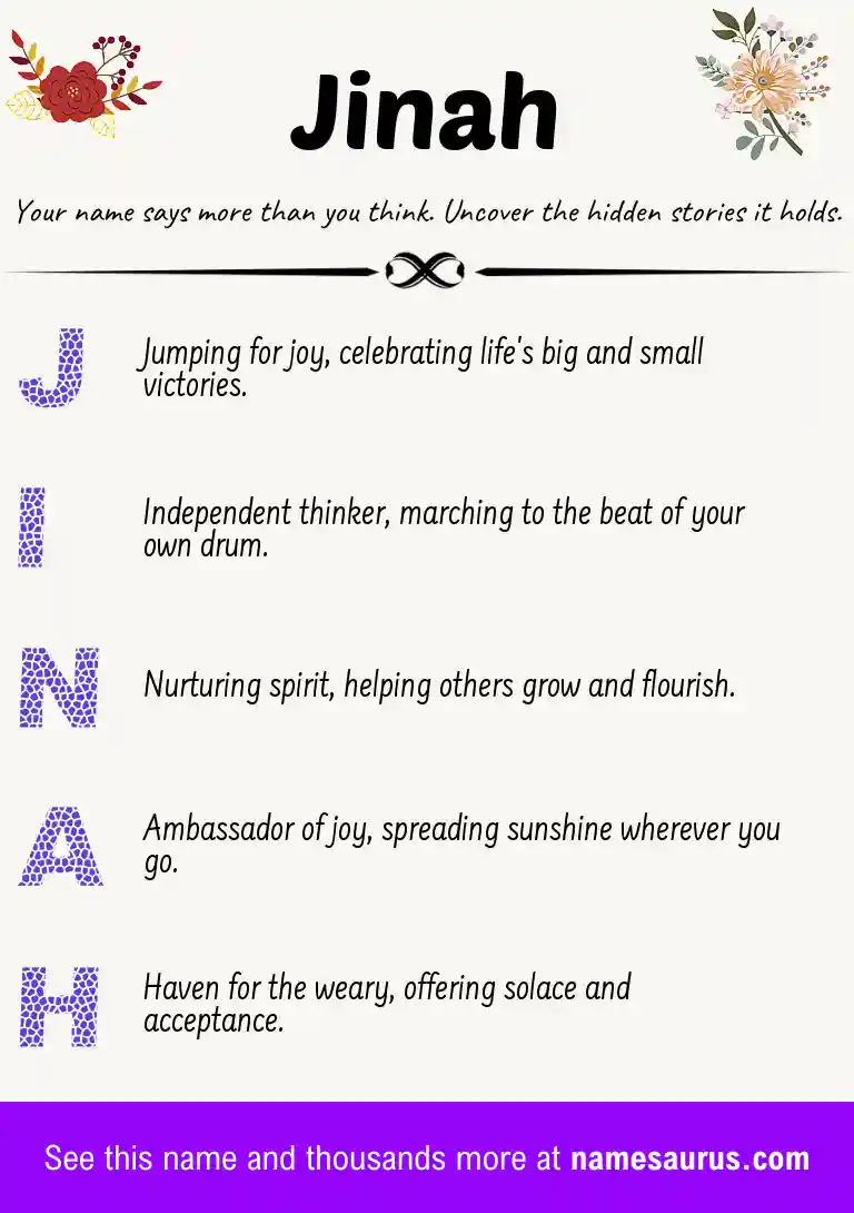 Acrostic poem about Jinah.