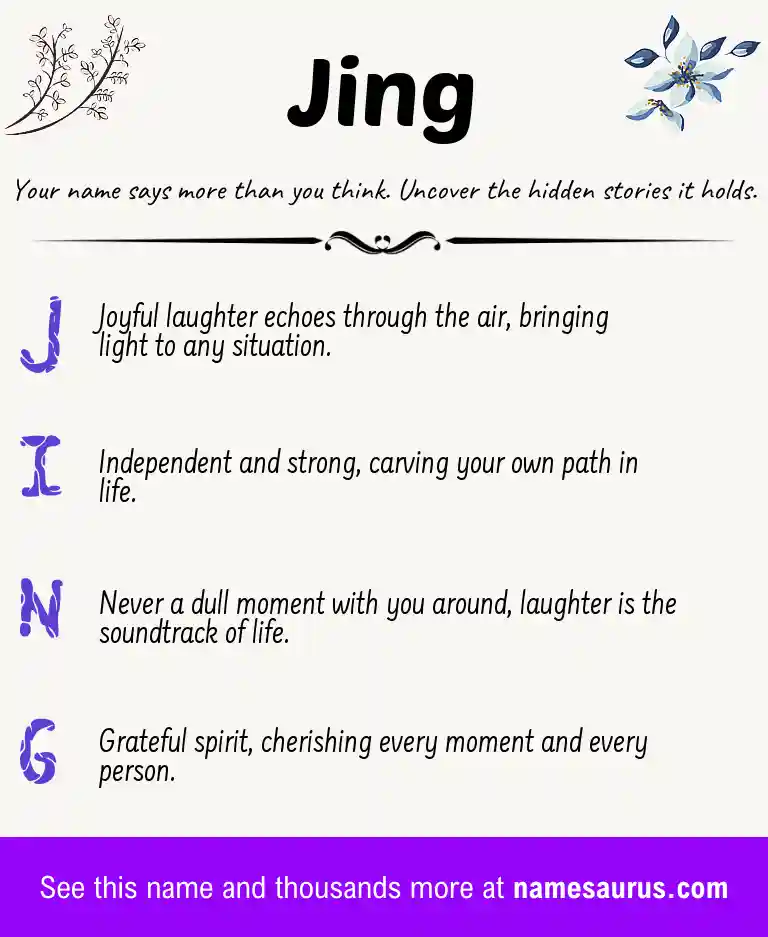 Acrostic poem about Jing.