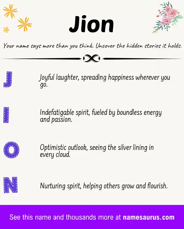 Acrostic poem about Jion.
