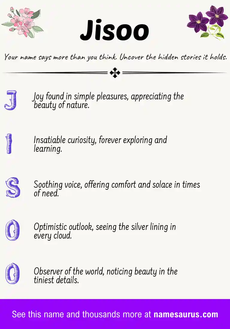 Acrostic poem about Jisoo.