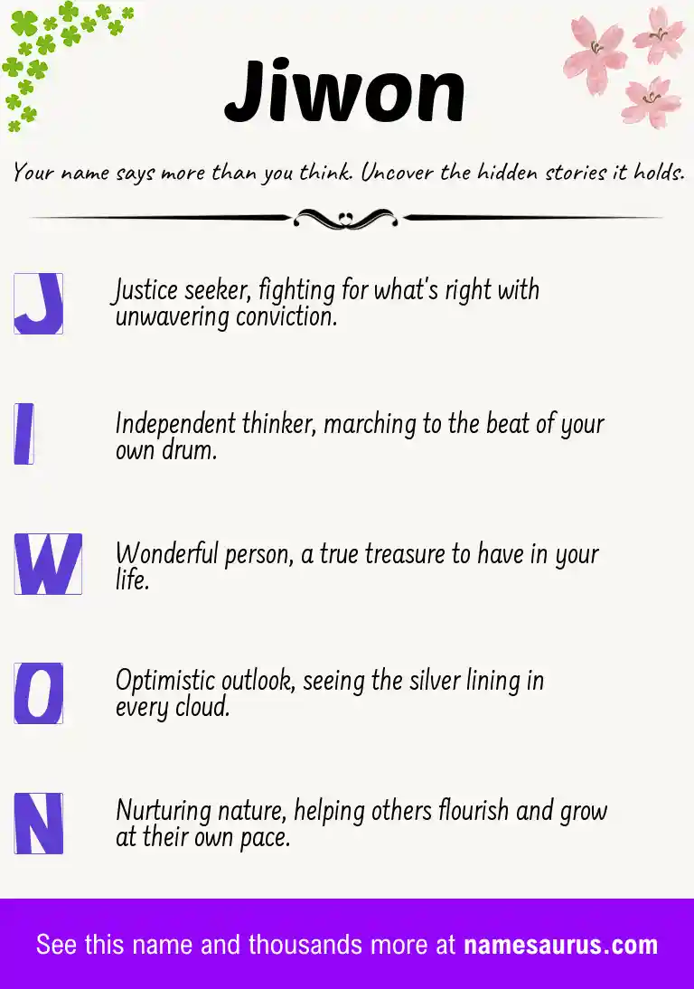 Acrostic poem about Jiwon.