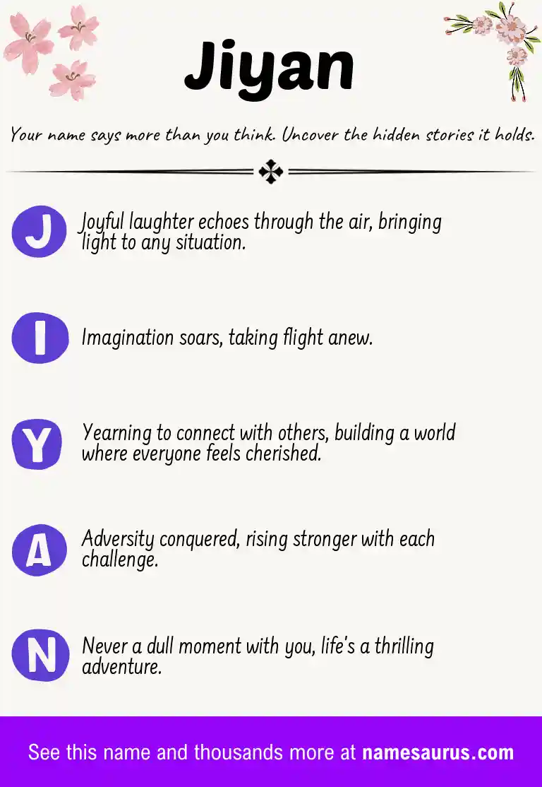 Acrostic poem about Jiyan.