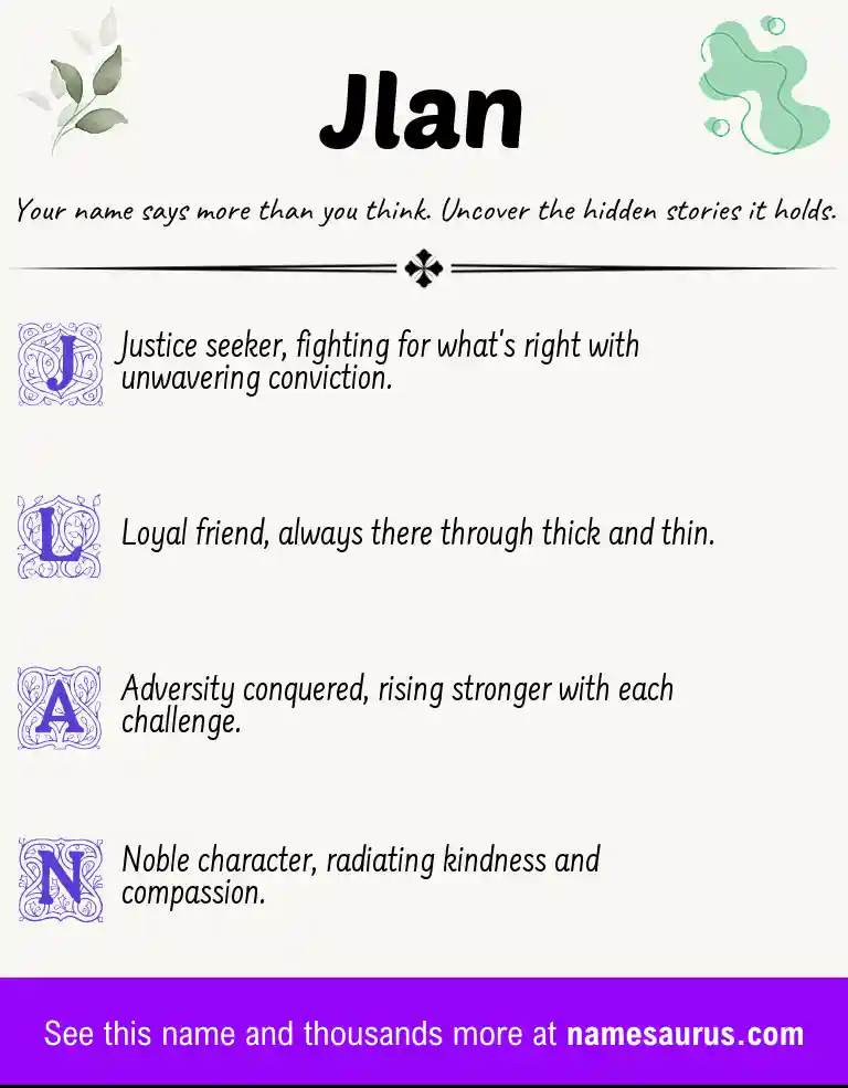 Acrostic poem about Jlan.