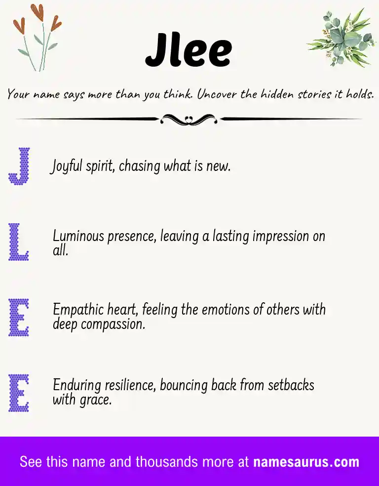 Acrostic poem about Jlee.
