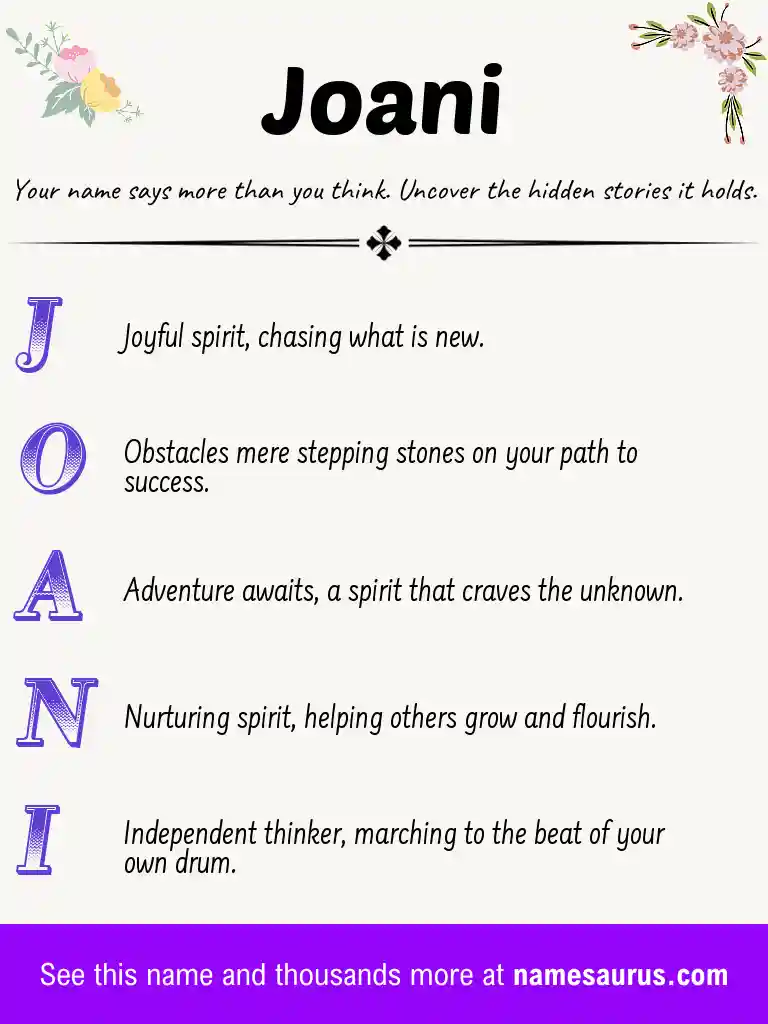 Acrostic poem about Joani.