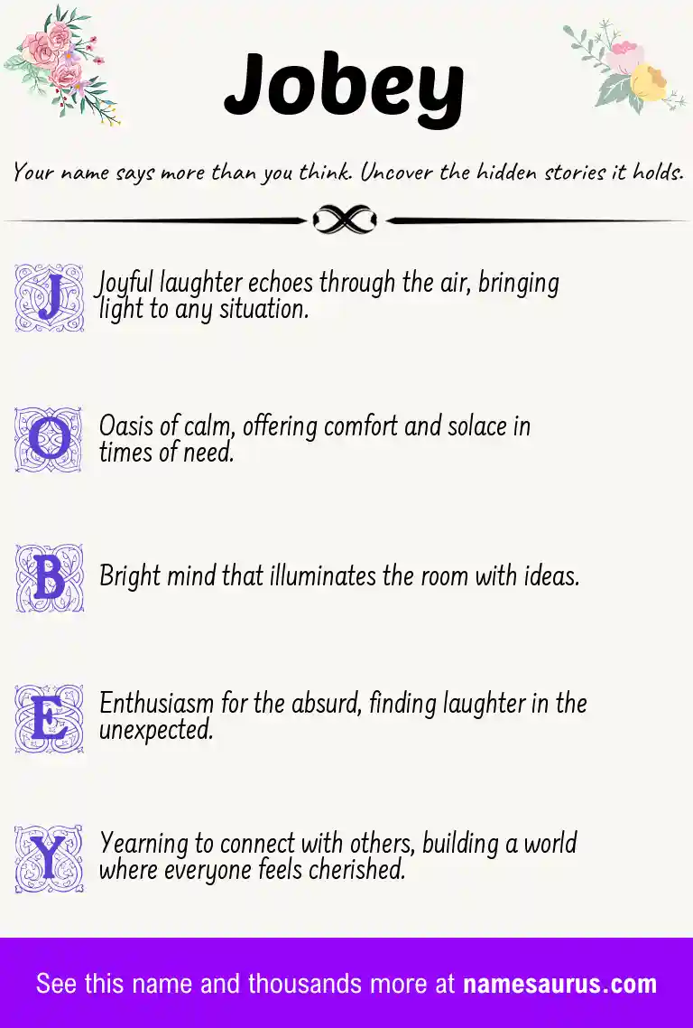 Acrostic poem about Jobey.