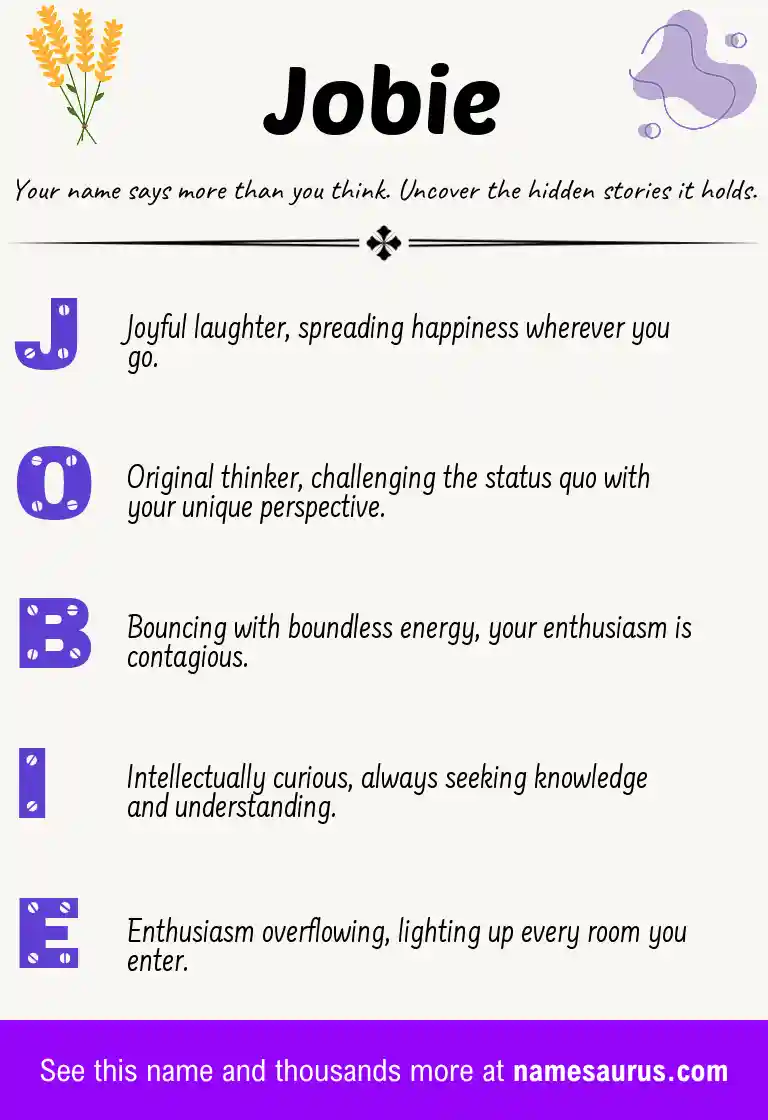 Acrostic poem about Jobie.