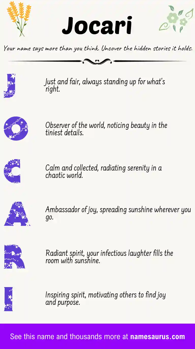 Acrostic poem about Jocari.