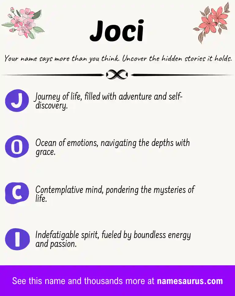 Acrostic poem about Joci.
