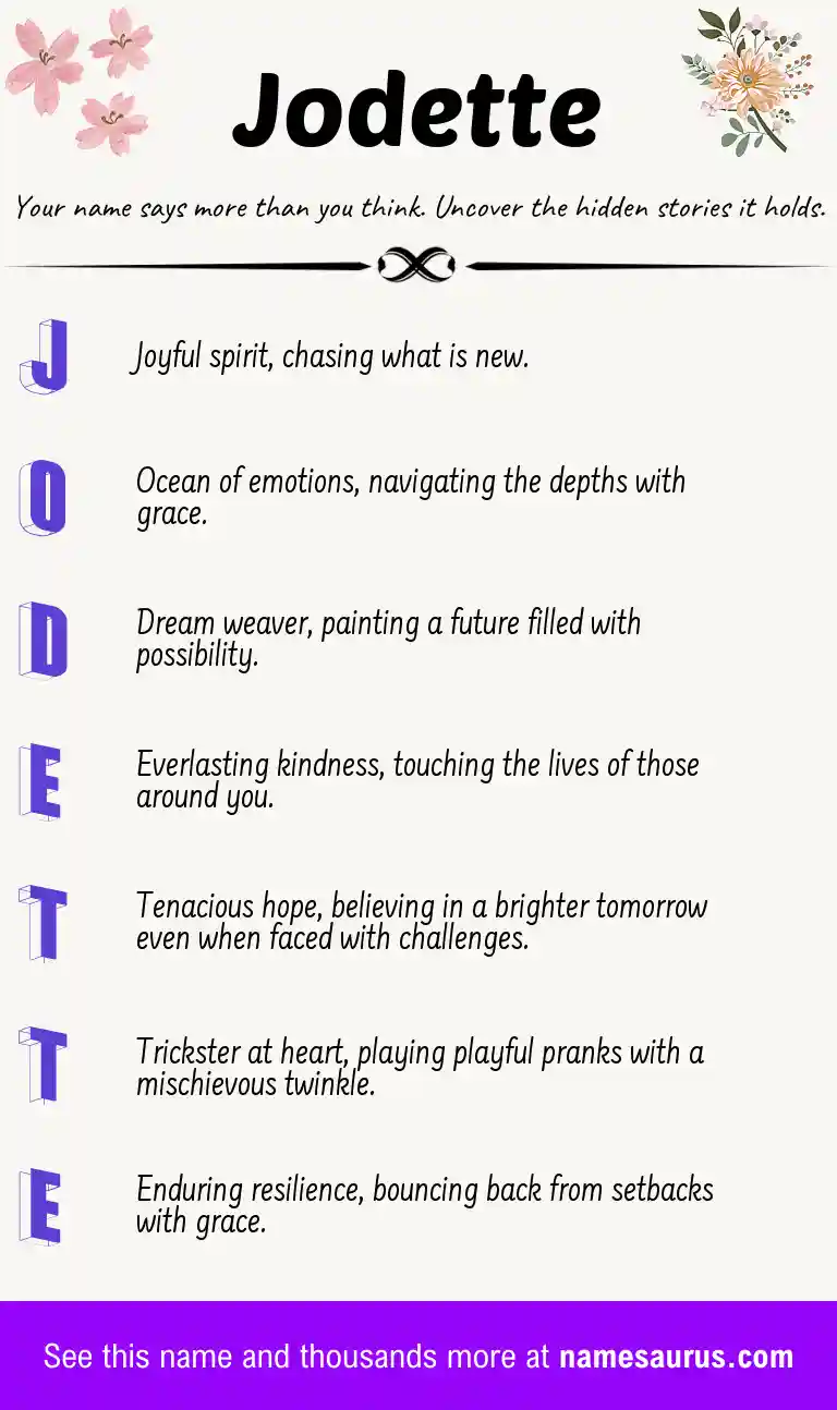 Acrostic poem about Jodette.