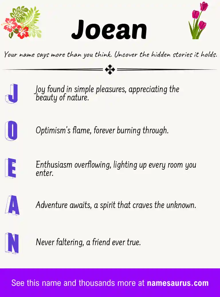 Acrostic poem about Joean.