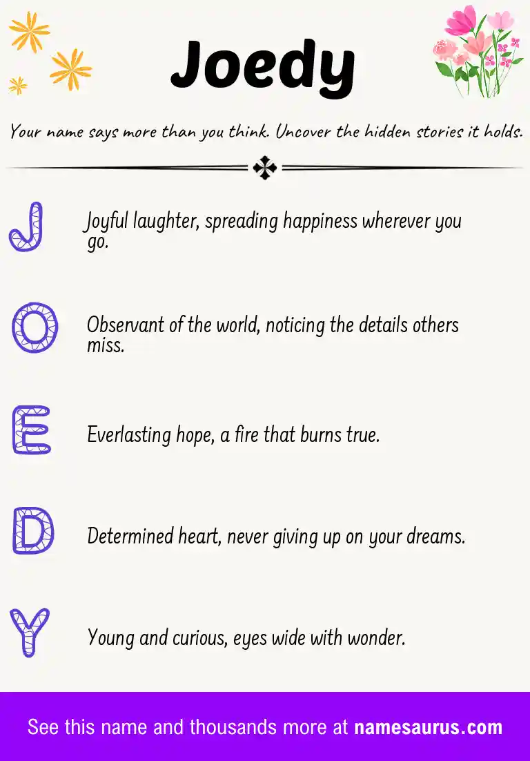 Acrostic poem about Joedy.