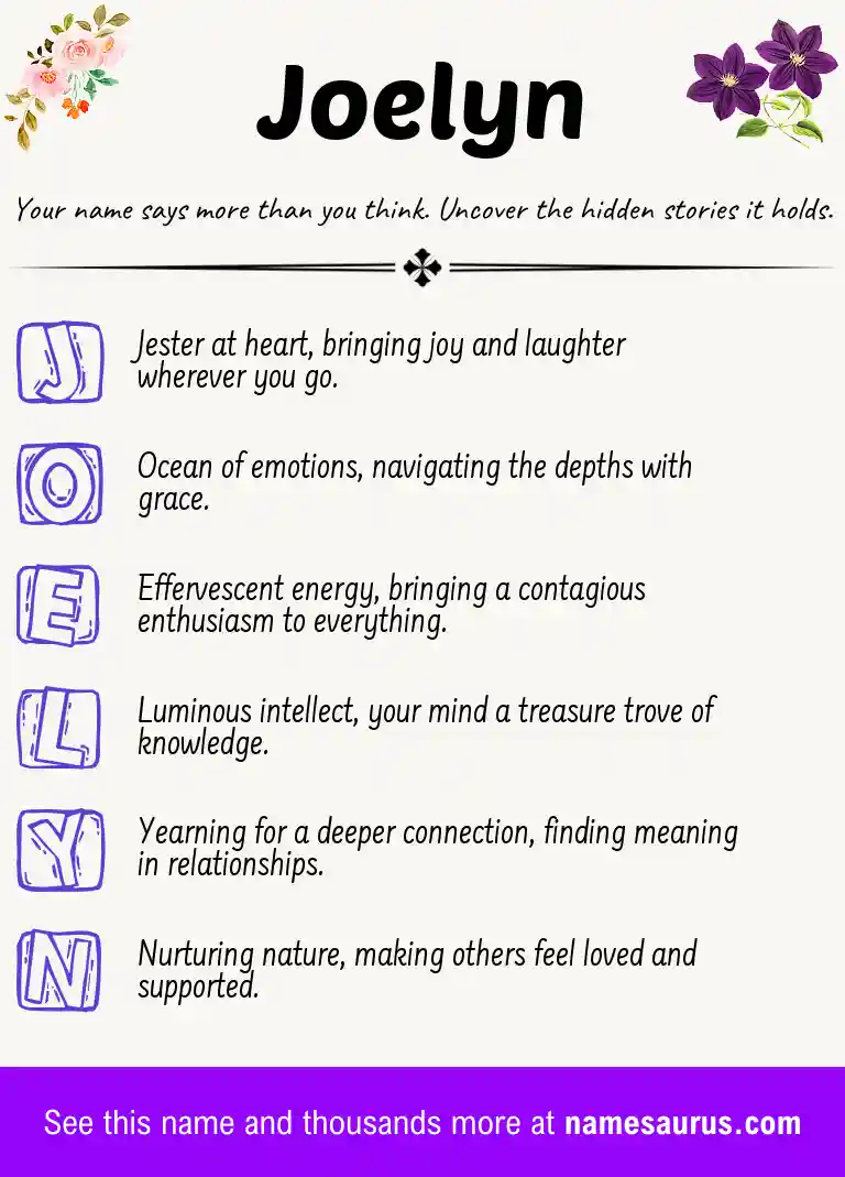 Acrostic poem about Joelyn.