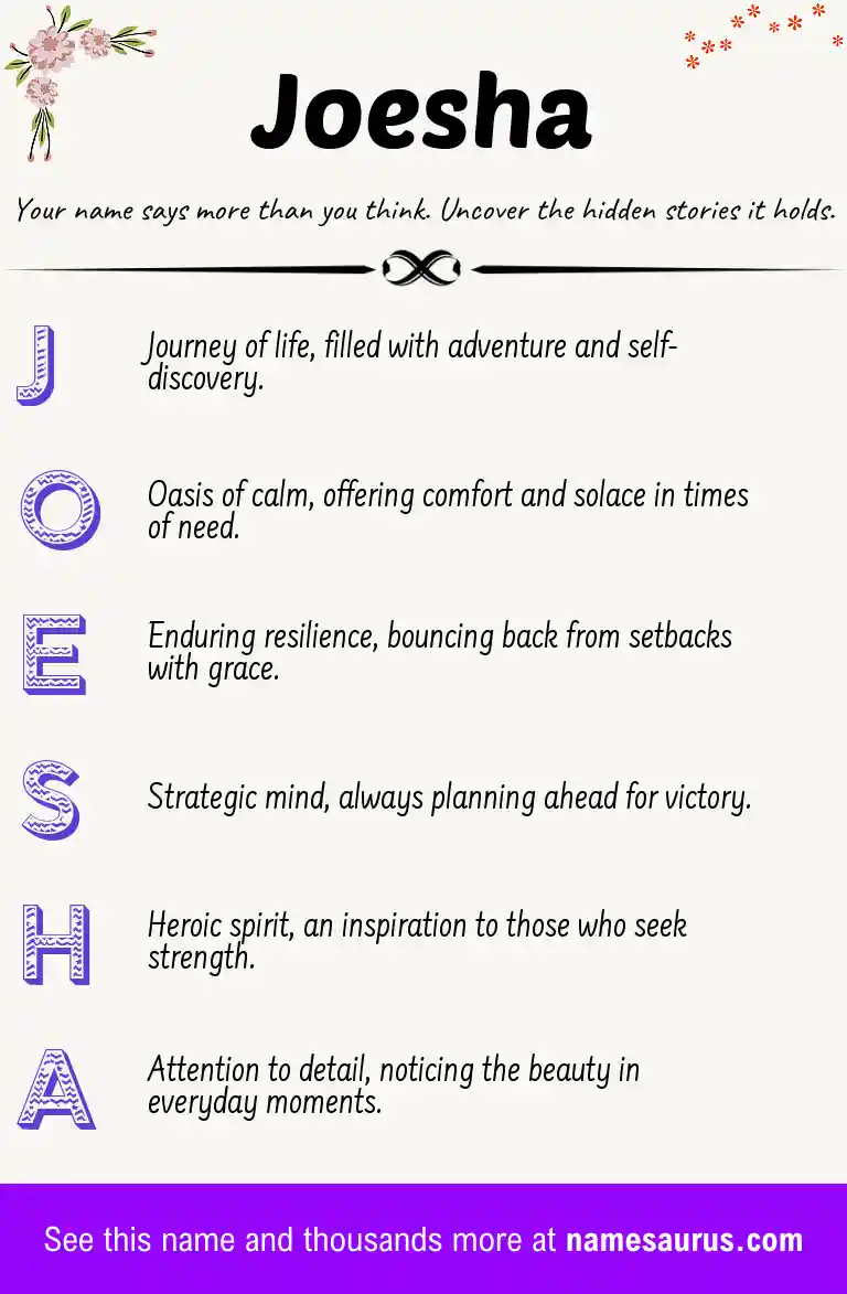 Acrostic poem about Joesha.