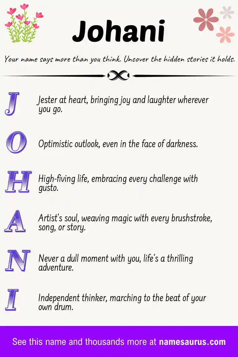 Acrostic poem about Johani.