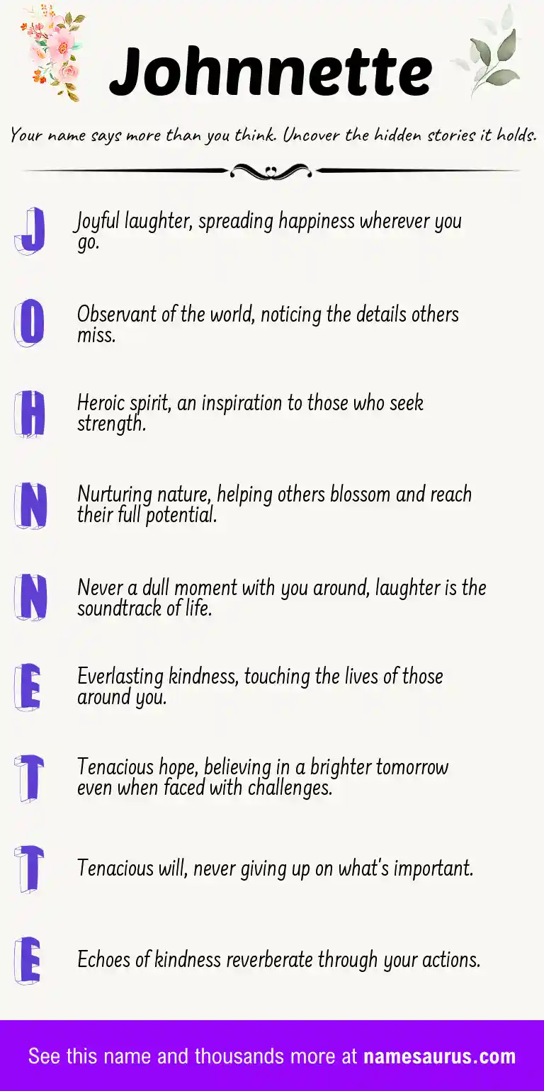 Acrostic poem about Johnnette.