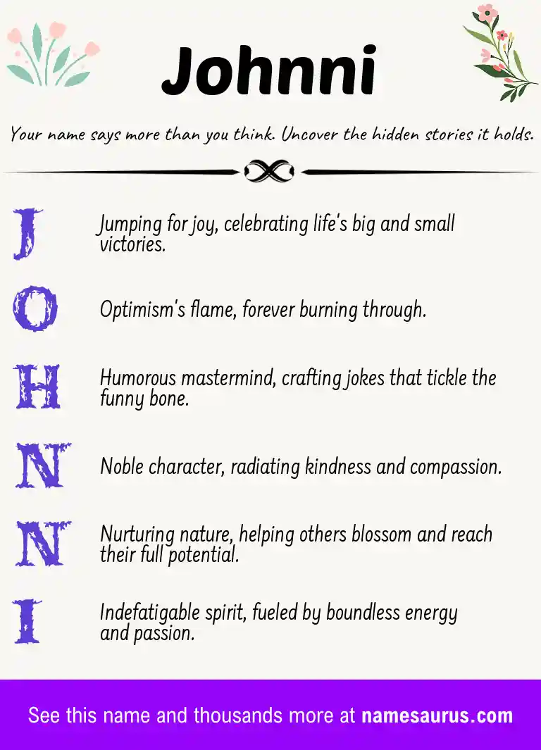 Acrostic poem about Johnni.