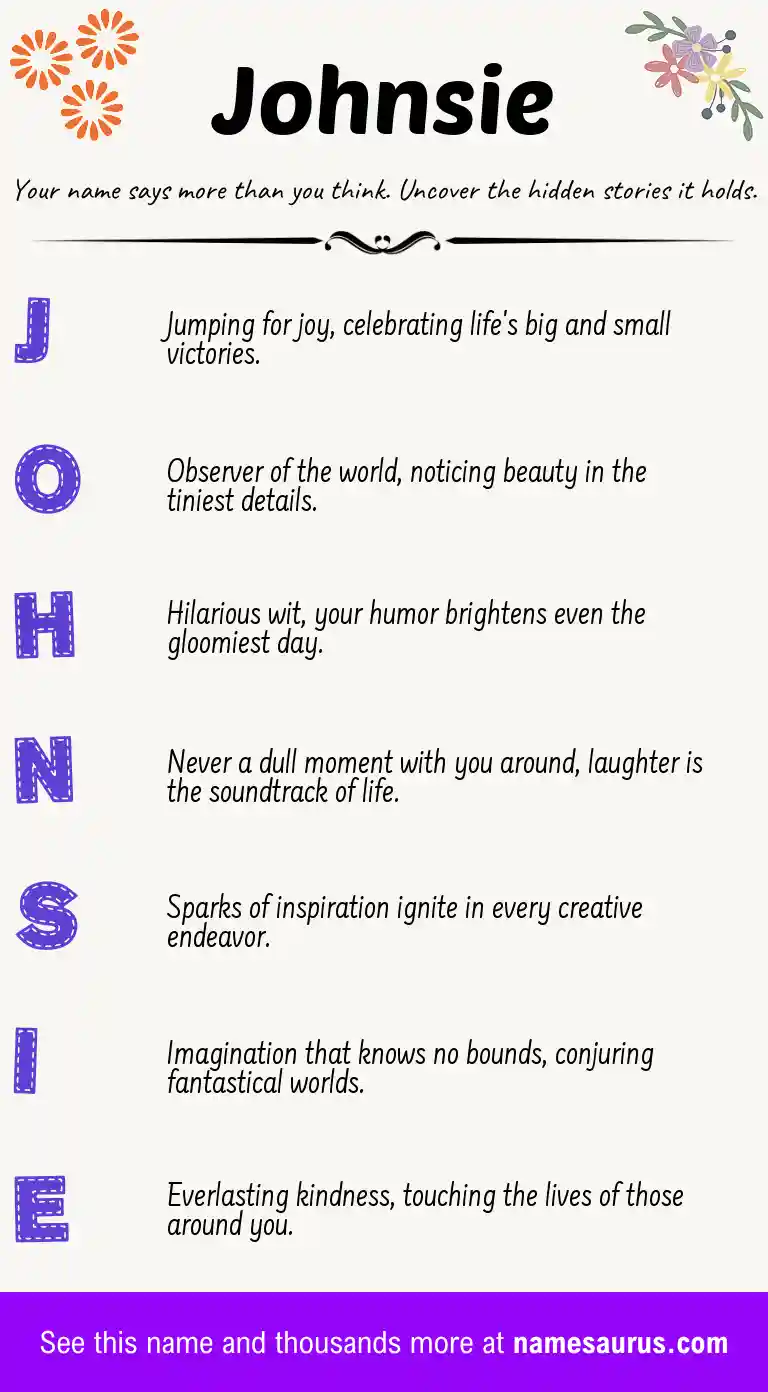 Acrostic poem about Johnsie.