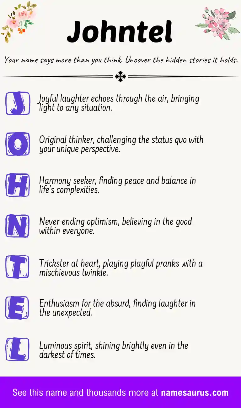 Acrostic poem about Johntel.