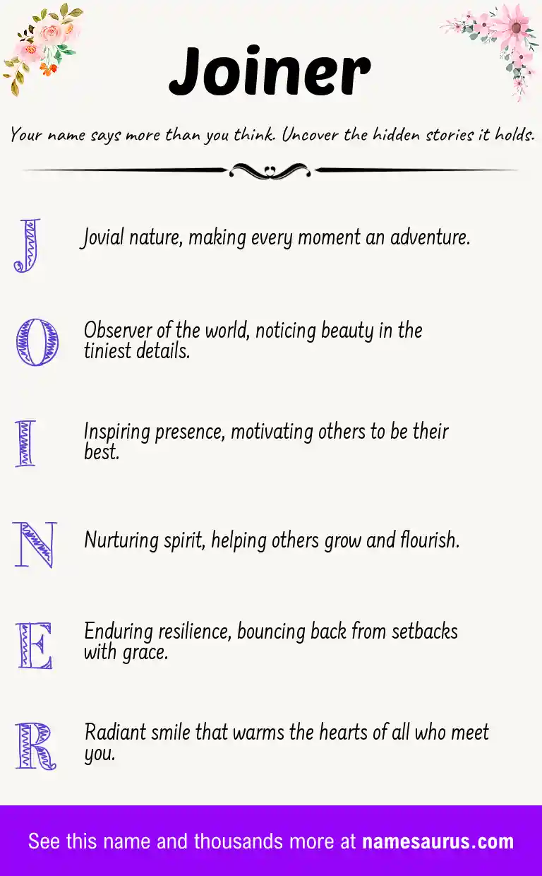Acrostic poem about Joiner.