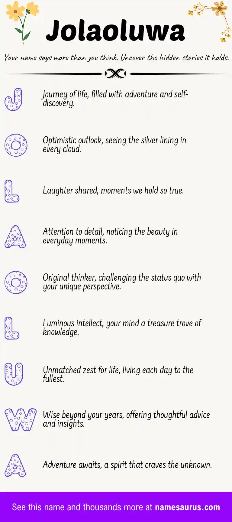 Acrostic poem about Jolaoluwa.