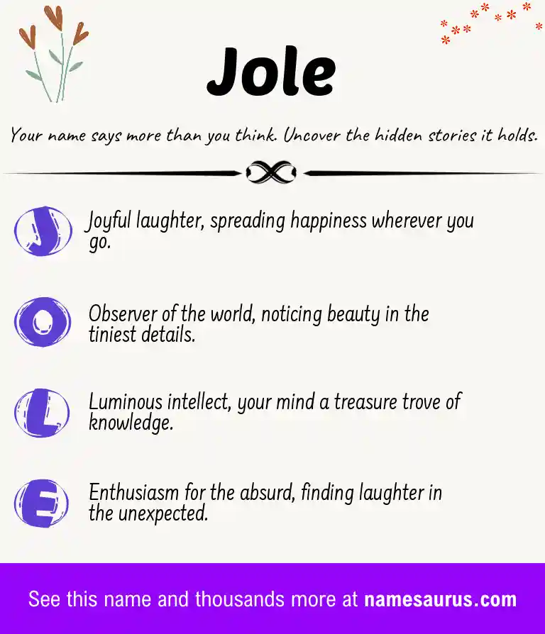 Acrostic poem about Jole.