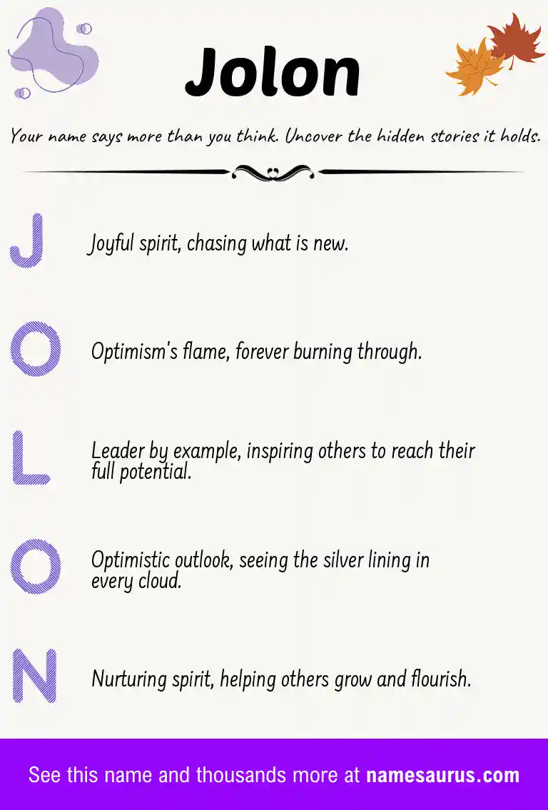 Acrostic poem about Jolon.