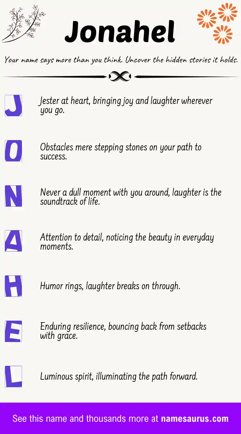 Acrostic poem about Jonahel.