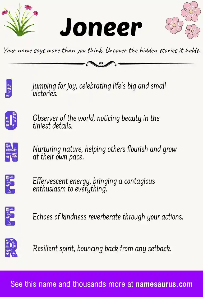 Acrostic poem about Joneer.