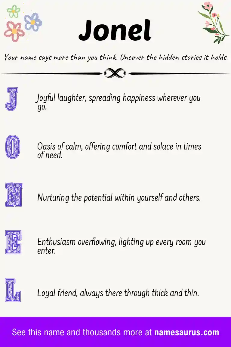 Acrostic poem about Jonel.