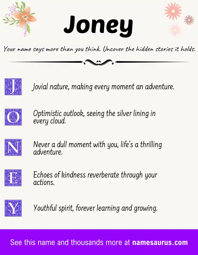 Acrostic poem about Joney.