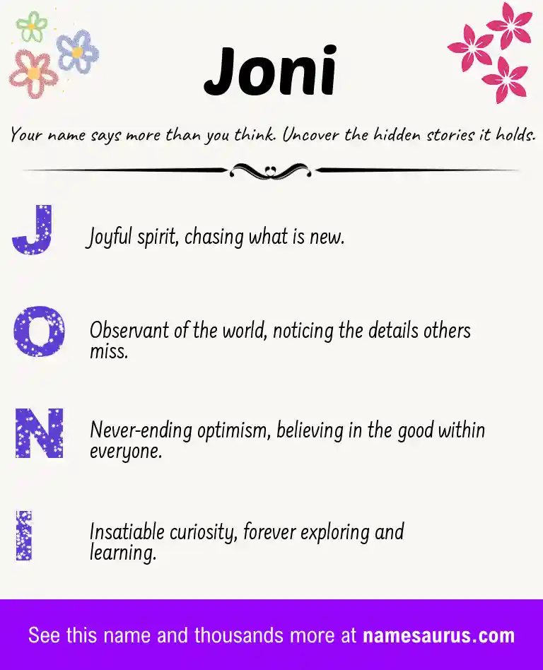 Acrostic poem about Joni.