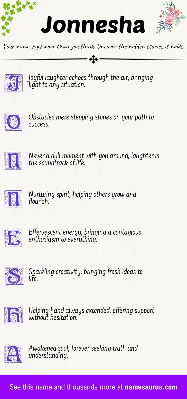 Acrostic poem about Jonnesha.