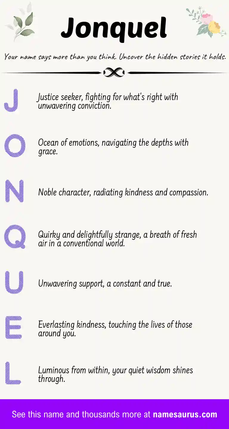 Acrostic poem about Jonquel.