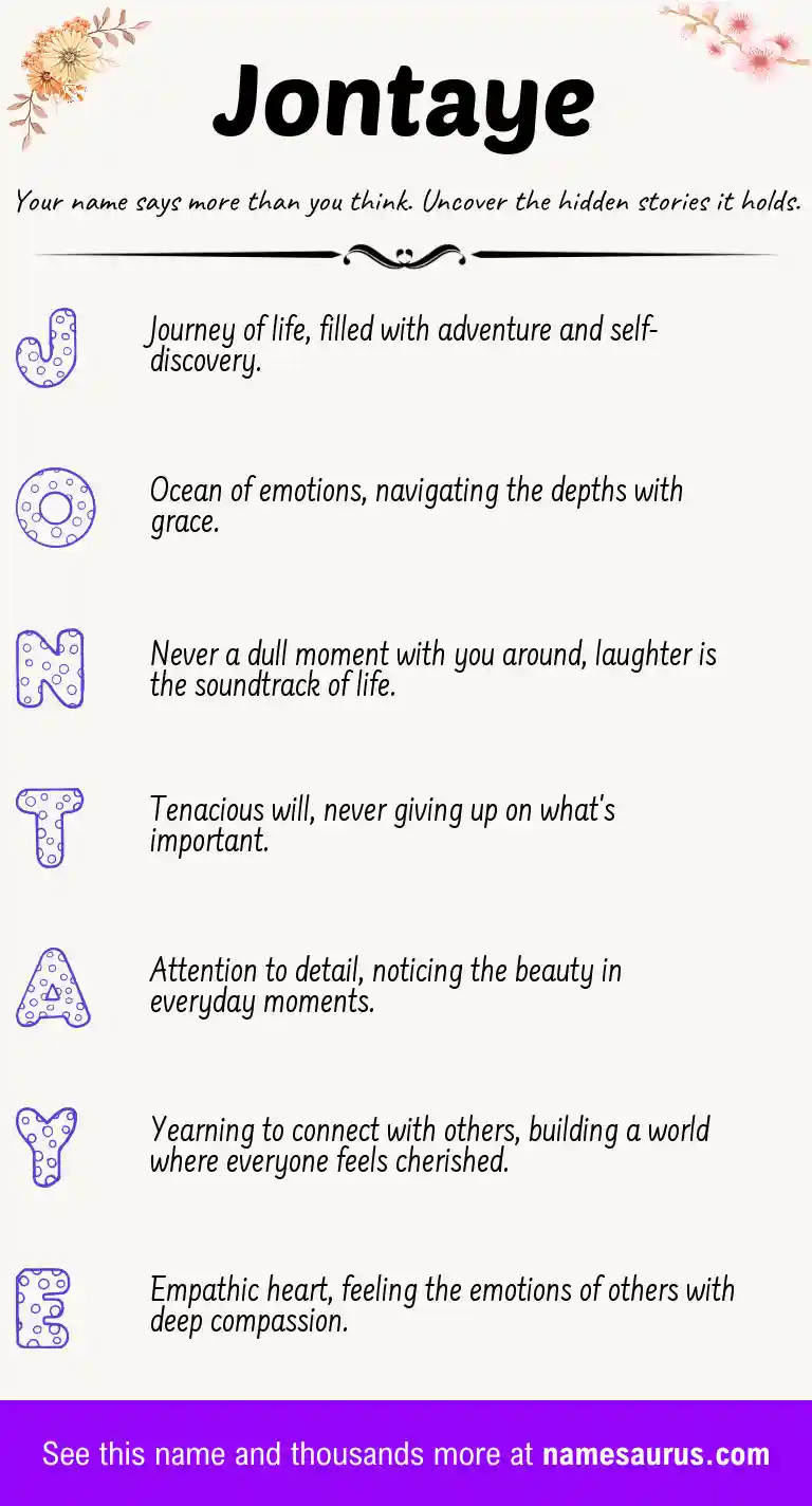 Acrostic poem about Jontaye.