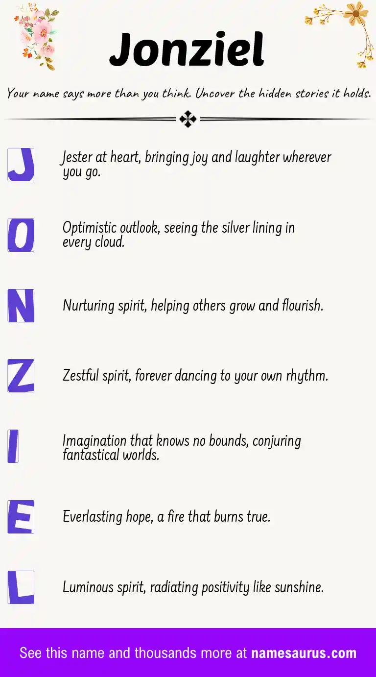 Acrostic poem about Jonziel.