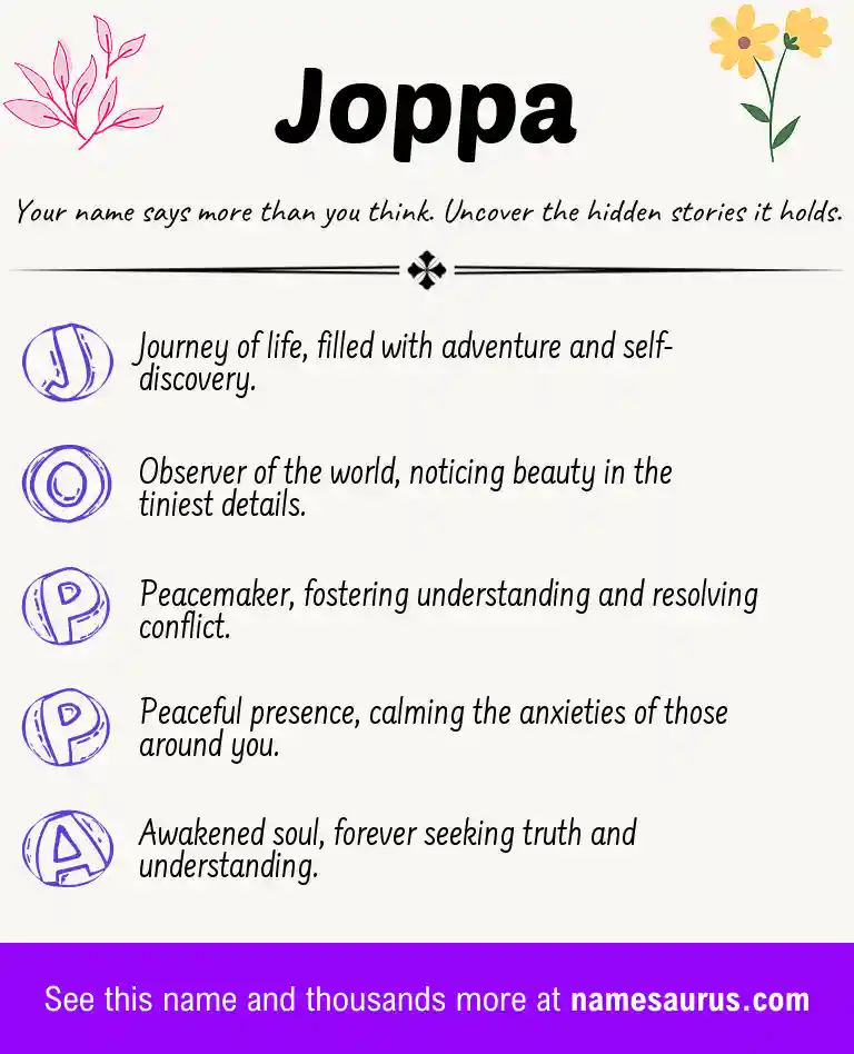 Acrostic poem about Joppa.
