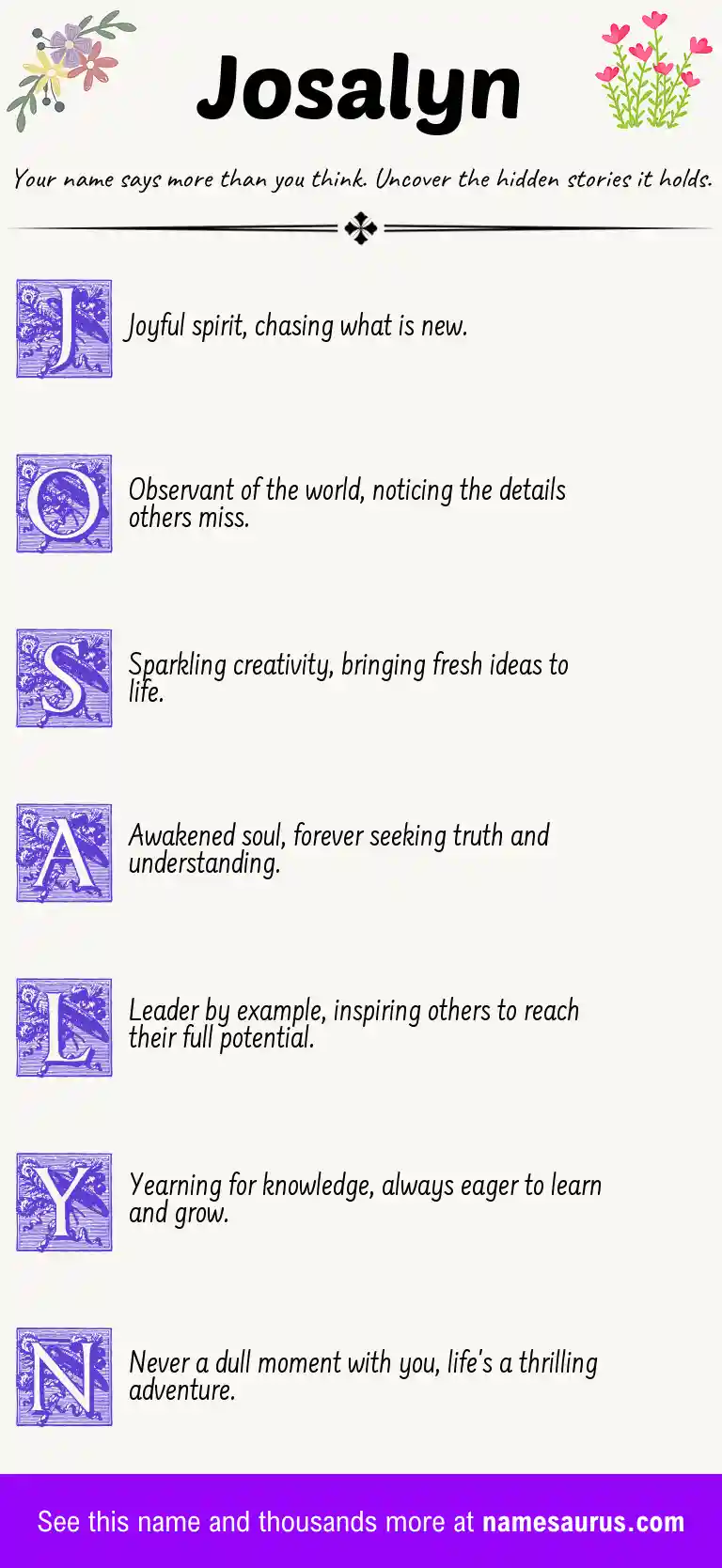 Acrostic poem about Josalyn.