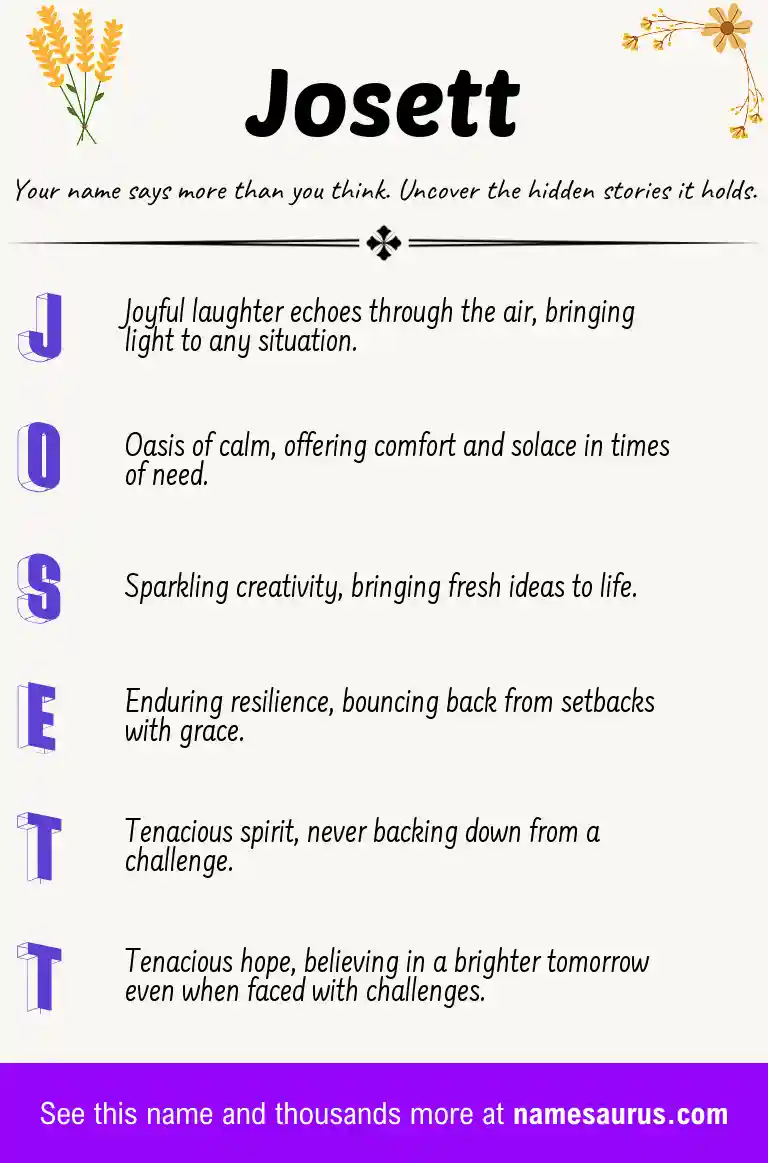 Acrostic poem about Josett.